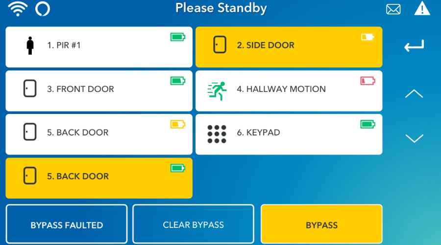 Hagerstown security system command screen.